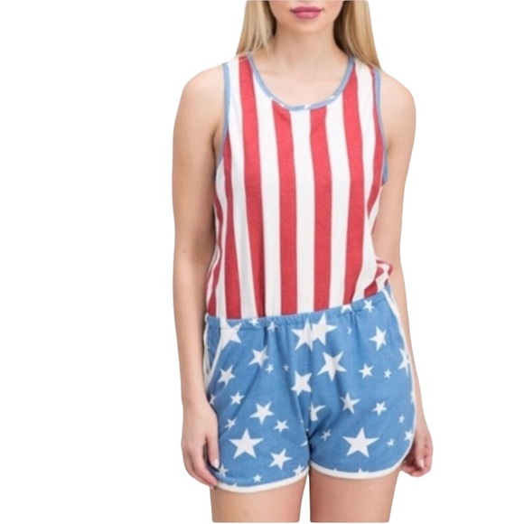 American Flag romper with pockets, medium - Picture 5 of 5
